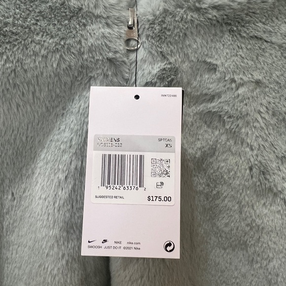NWT Nike plush fur bomber jacket in teal size XS - Picture 3 of 6